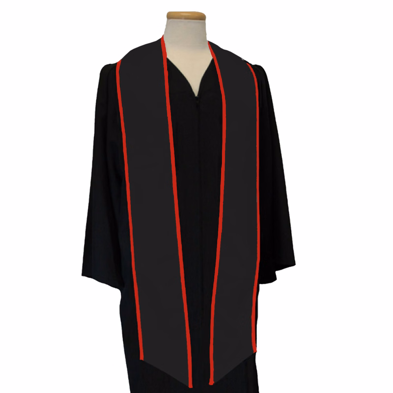 Black 84" Graduation Stole with Red Binding