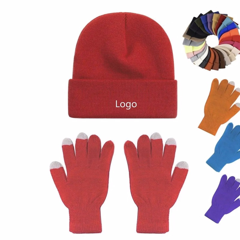 Winter Beanie Hat Gloves Set