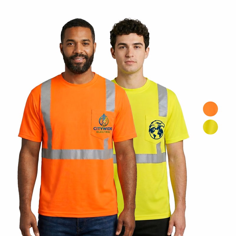 3.8 Oz. Polyester Class 2 Reflective Tape Safety T-Shirt with Pocket