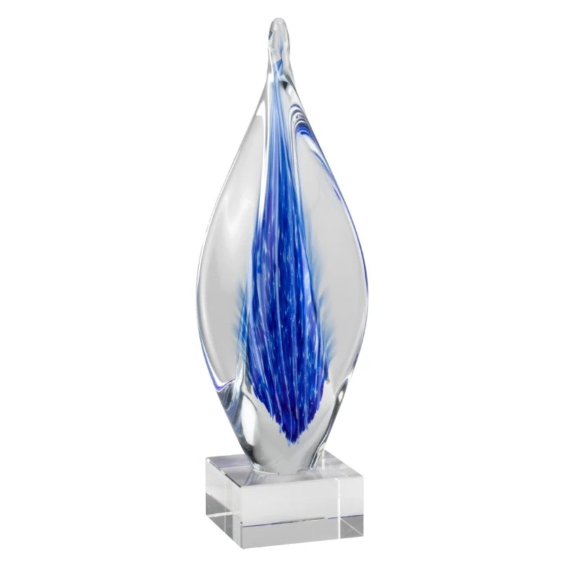 11.75" Blue Swirl Teardrop Art Glass 1