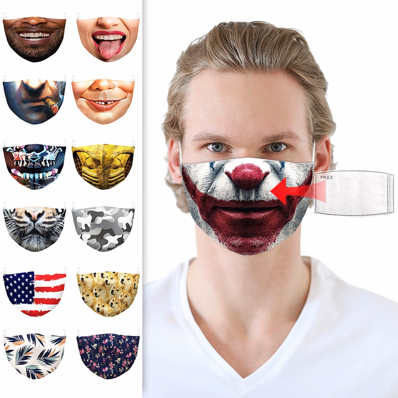 2-ply Sublimated Adults 3D Face Mask with Filter Pocket