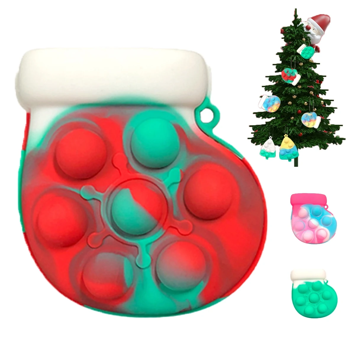 Christmas Stocking Silicone Fidget Toy Stress Ball Keychains 1