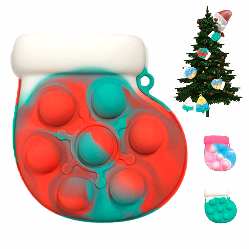 Christmas Stocking Silicone Fidget Toy Stress Ball Keychains