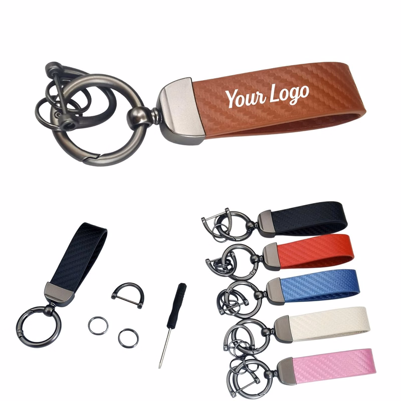 Textured Leather Loop Keychain