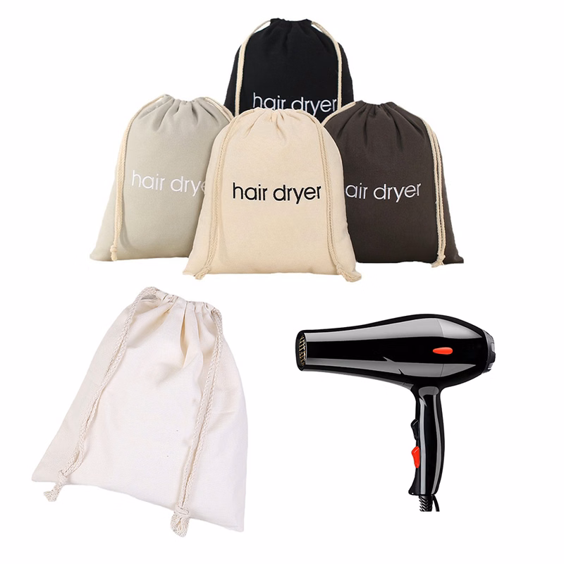 Canvas Hair Dryer Drawstring Bags 12" W x 12" H