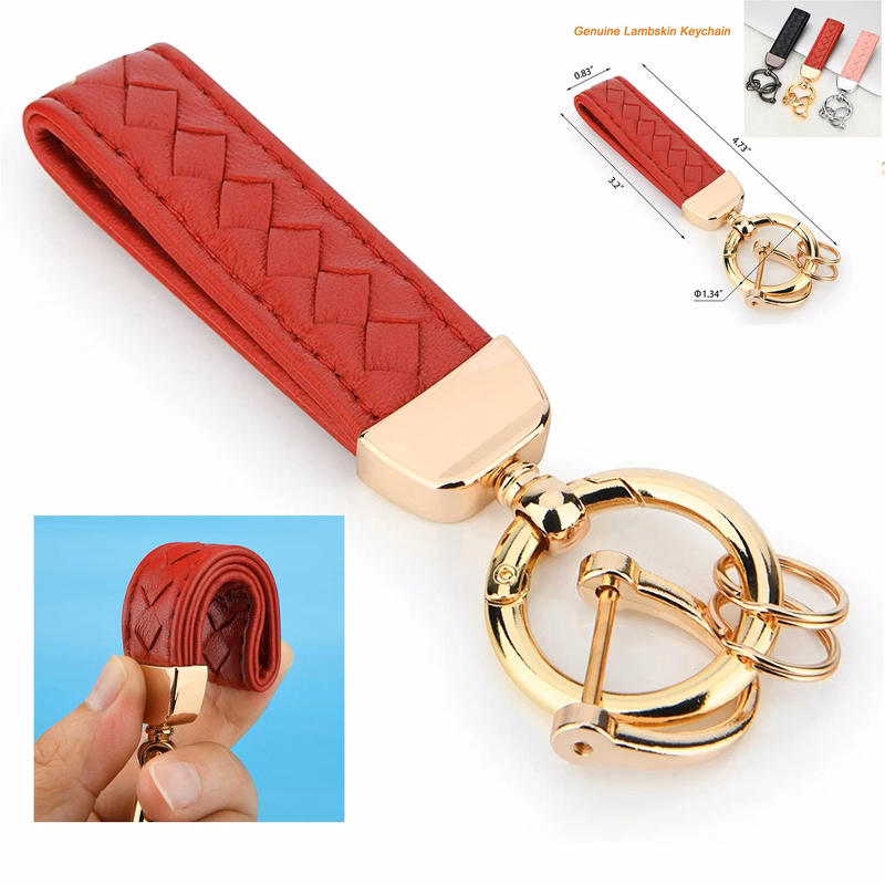 Leather Keychain with Detachable Key Ring