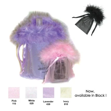 FEATHER TRIMMED ORGANZA POUCHES 1