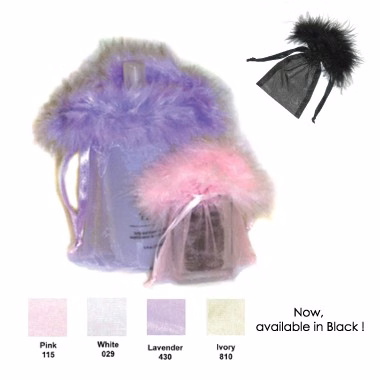 FEATHER TRIMMED ORGANZA POUCHES