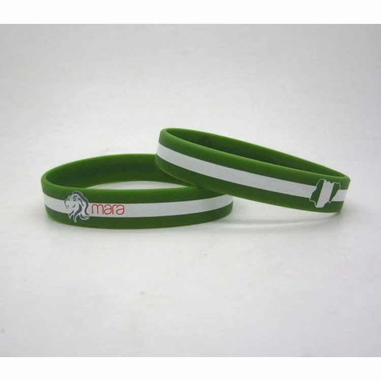 3 Layered Silicone Bracelet/Wristband With 2 Color Imprint
