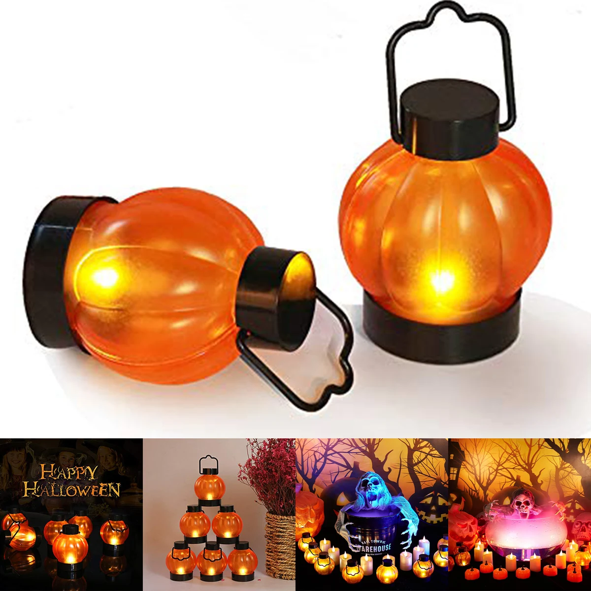 Flickering Pumpkin Lantern Tea Lights 1