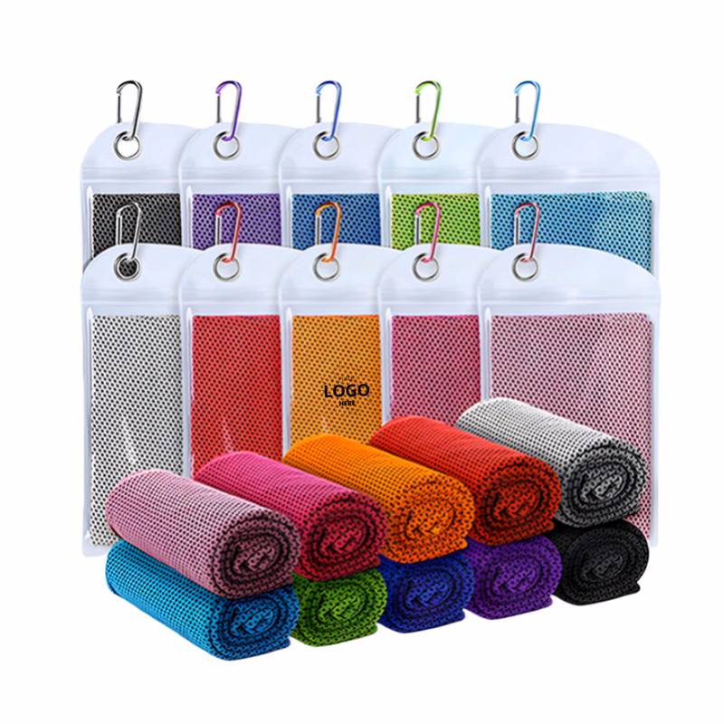 Sports Cooling Towel in Pouch with Carabiner