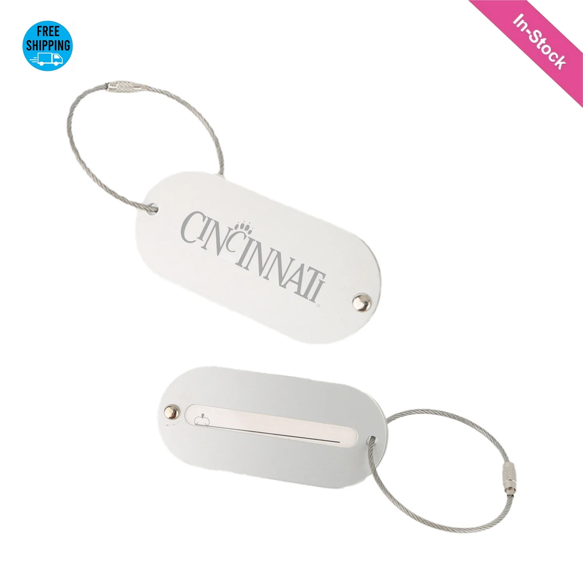Oval Aluminum Luggage Tag, custom luggage tag with logo imprint 1