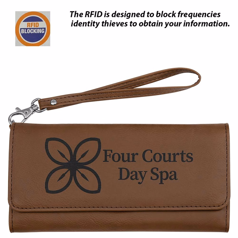 RFID Protected Dark Brown Leatherette Wallet with Strap