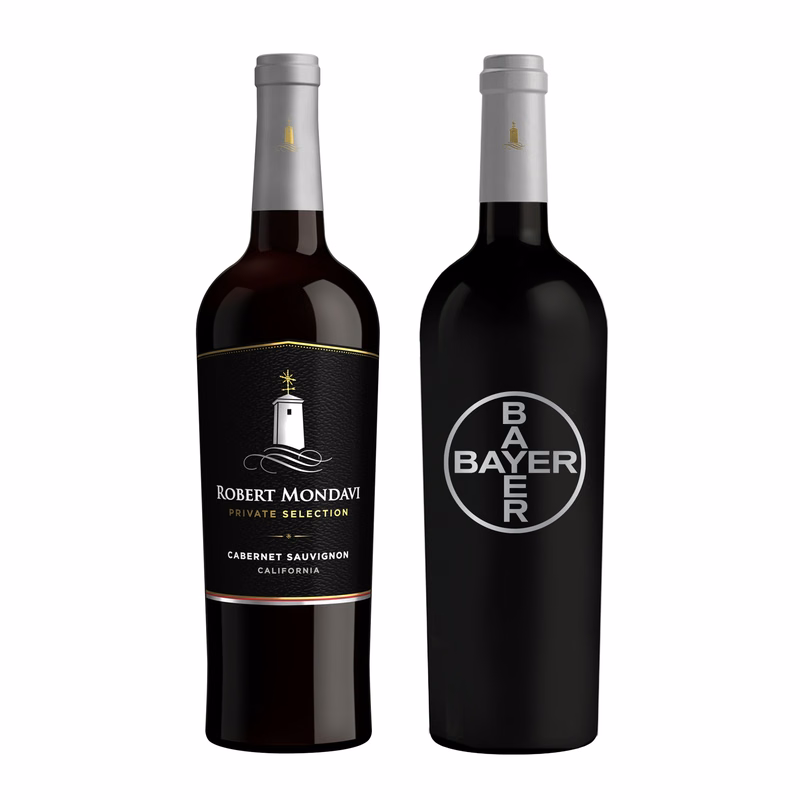 Etched Robert Mondavi Private Selection Cabernet Red Wine Bottle