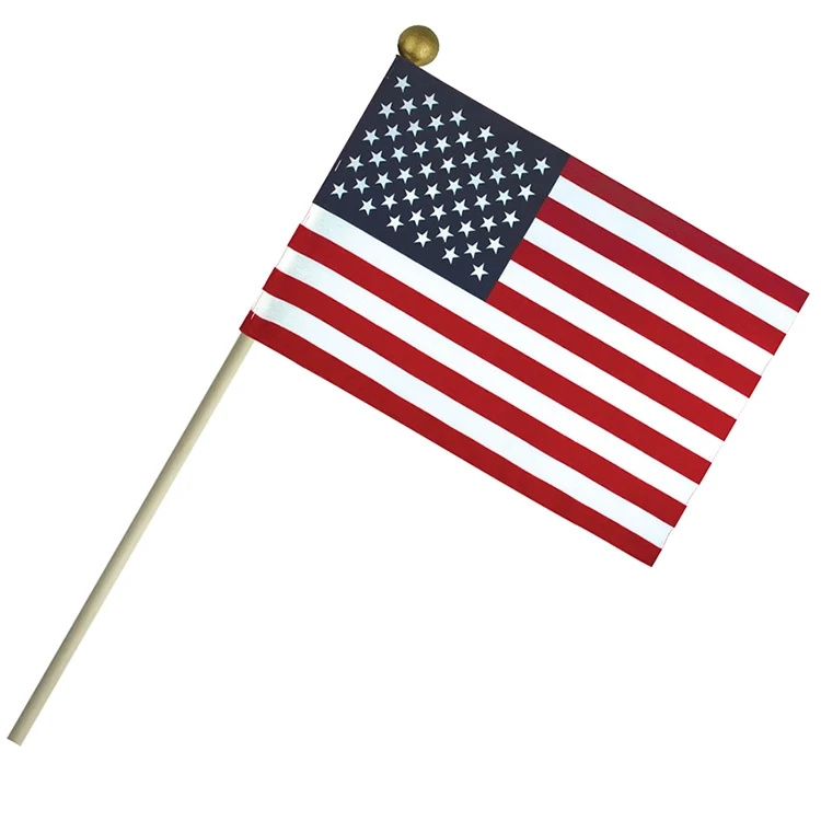 4'' X 6" Economy Cotton U.S. Stick Flag On 10" Wooden Dowel 1