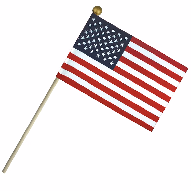 4'' X 6" Economy Cotton U.S. Stick Flag On 10" Wooden Dowel
