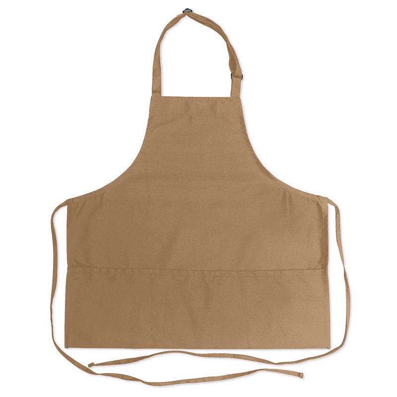 Khaki Three Pocket Adjustable Bib Apron