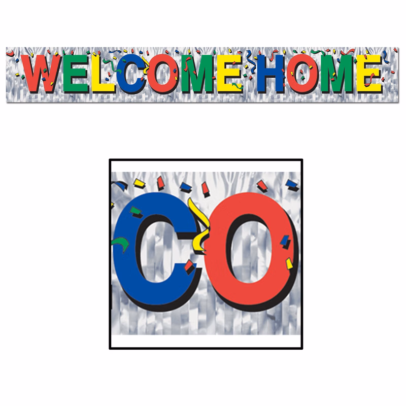 Metallic Welcome Home Fringe Banner
