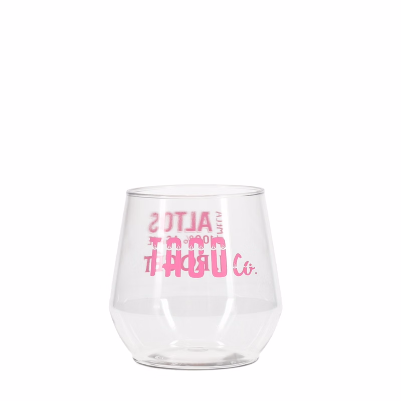 14 oz Reserv Plastic Stemless Glass Clear Tradition Print
