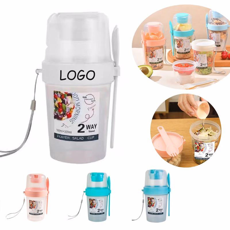 Salad Shaker Cup with Lids and Fork
