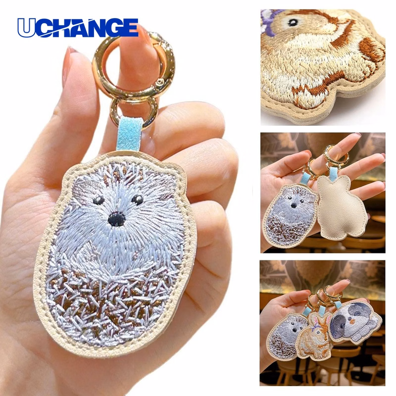 PU Leather Square Travel Keychain Accessory