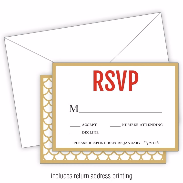 Wedding RSVP Card Flat with Printed Envelopes - 3.5x5