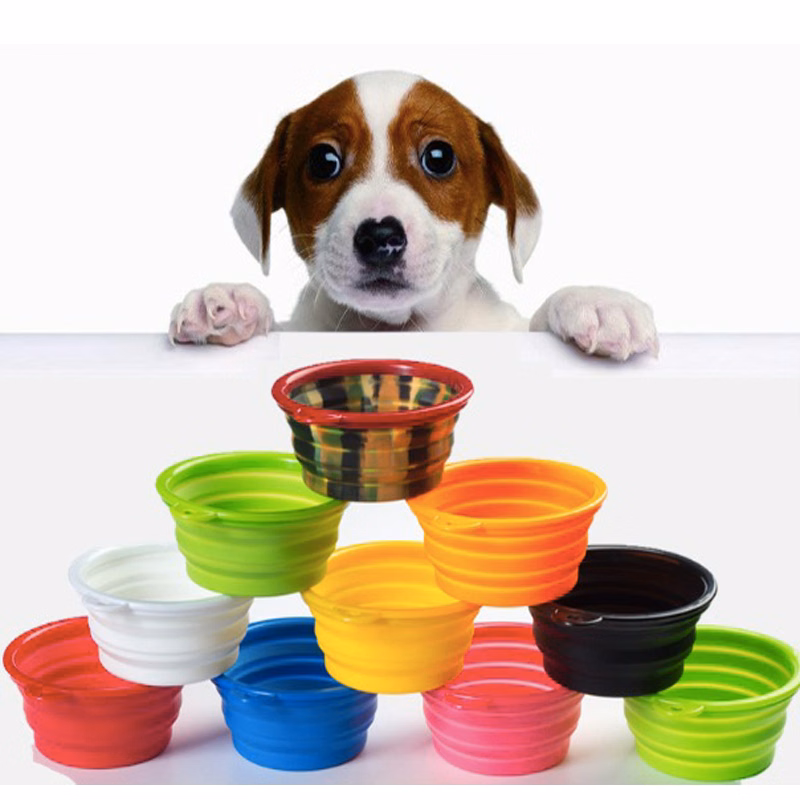Bowl body food grade silicone Dog Bowl Silicone Foldable Portable Collapsible Foldable Dog Bow