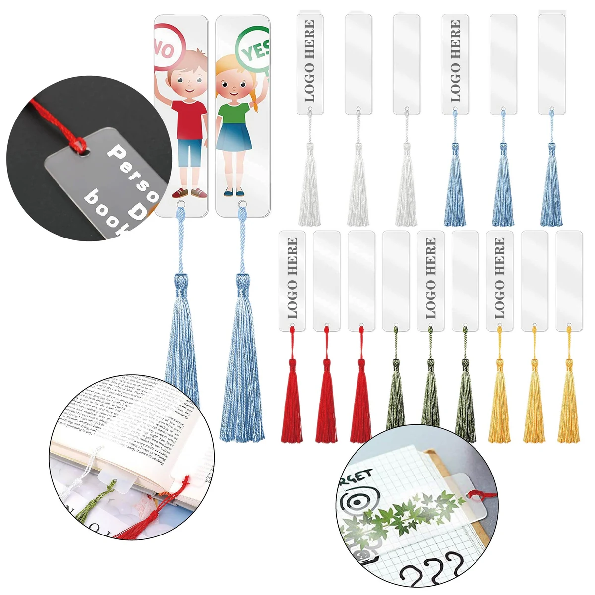 Acrylic Bookmark with Tassel for DIY Craft 15pcs 1