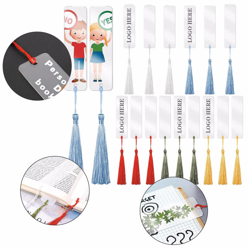 Acrylic Bookmark with Tassel for DIY Craft 15pcs