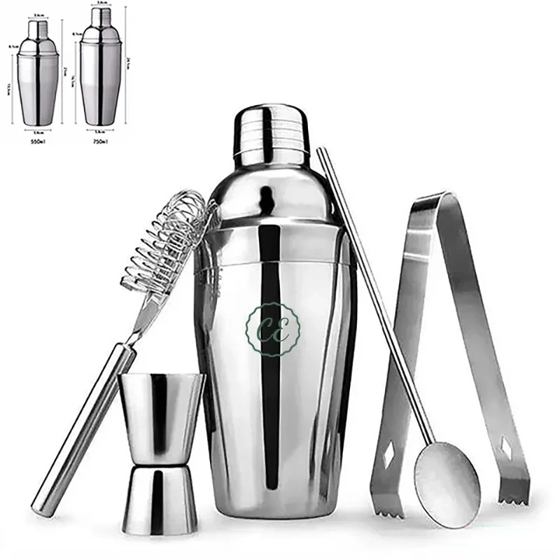5 PCS Cocktail Shaker Set Stainless Steel 1