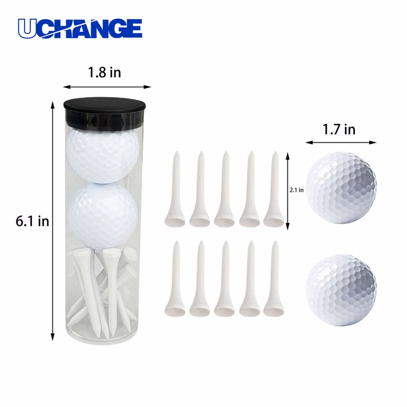 2 Golf Balls and 10 Golf Tees Set