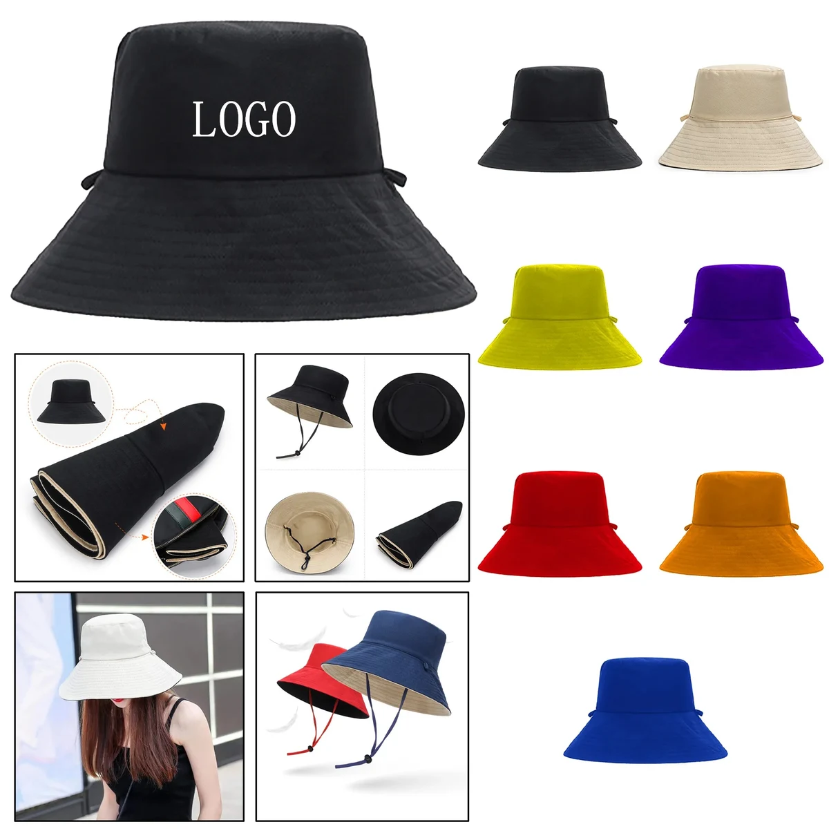 Double-Sided Bucket Large Brim Sun Hat 1