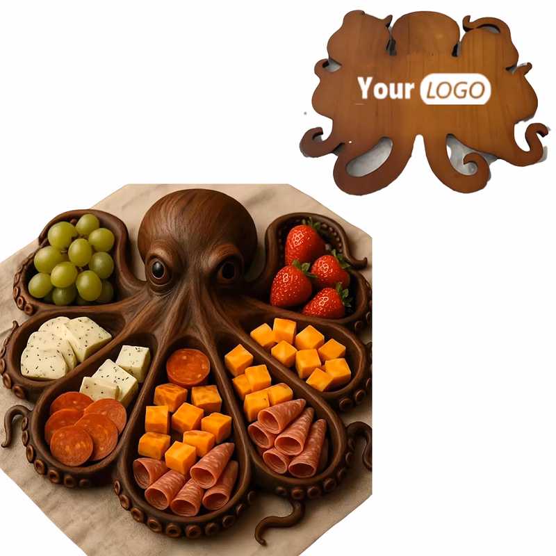 Creative Octopus Shaped Platter With 7 Compartments