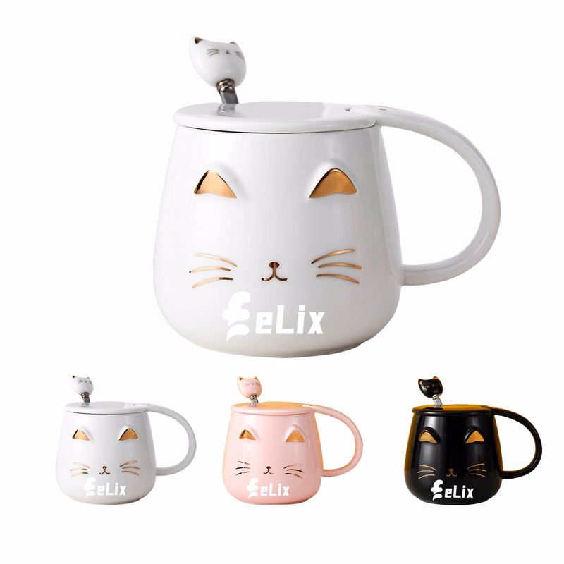 3D Embossed Cat Ceramic Cup