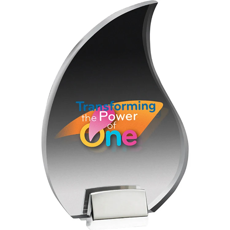 Chrome Base Clear Acrylic Flame Award (5 1/2"x 8 1/4"x 3/4") (PhotoImage) 1