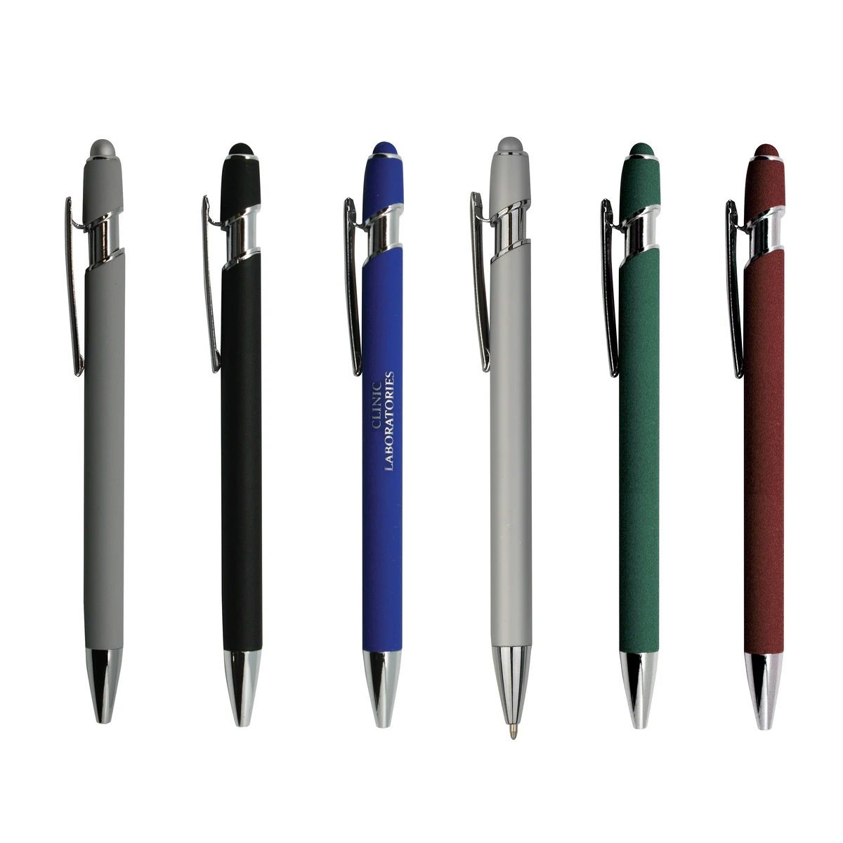 Soft Rubber Finish Click Metal Ballpoint Stylus Pen 1