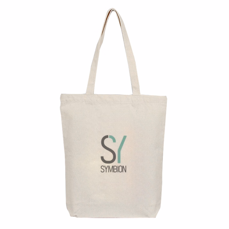 Vertical Natural Colored Canvas Handbag