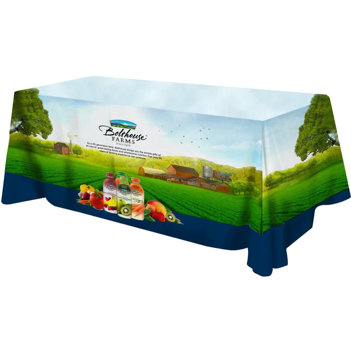 All Over Full Color Dye Sub Table Cover - flat poly 3-sided, fits 8' table 1