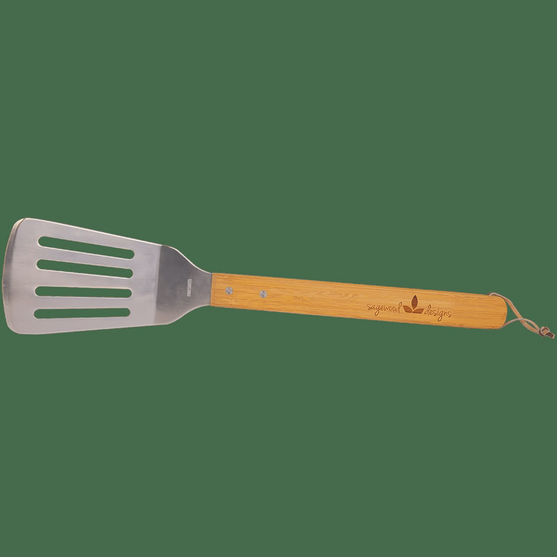 17 1/4" Bamboo/Silver Barbeque Spatula