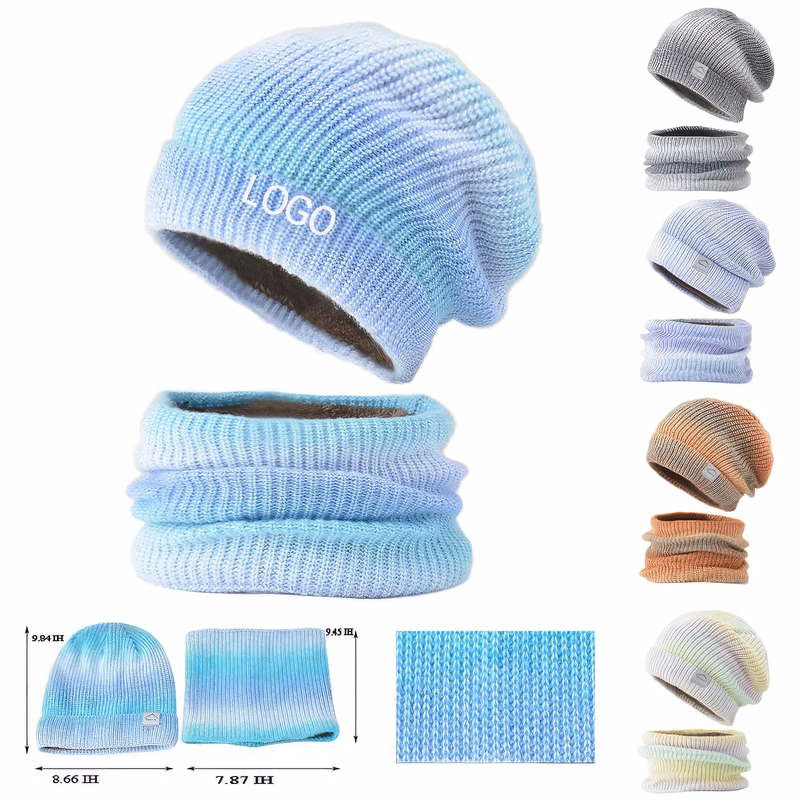 Knit Pom Beanie Scarf Set Winter Ski Hat