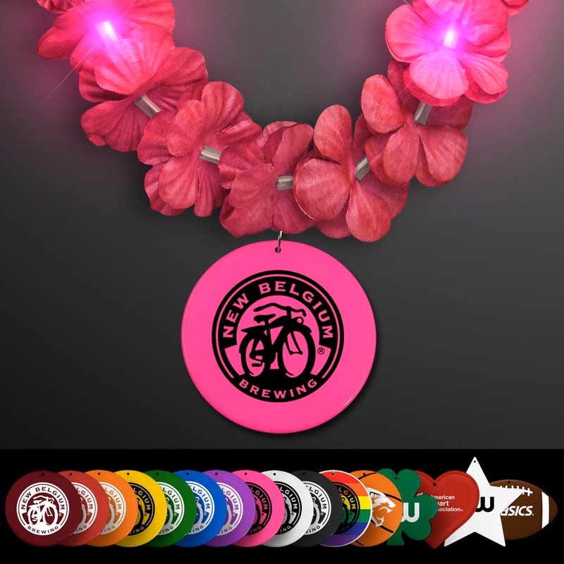 Light Up Pink Lei with Medallion