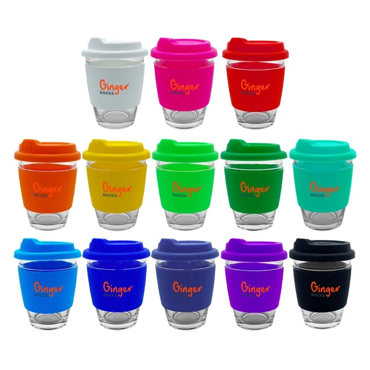 Carlo Glass Coffee Cup - Silicone Band 1