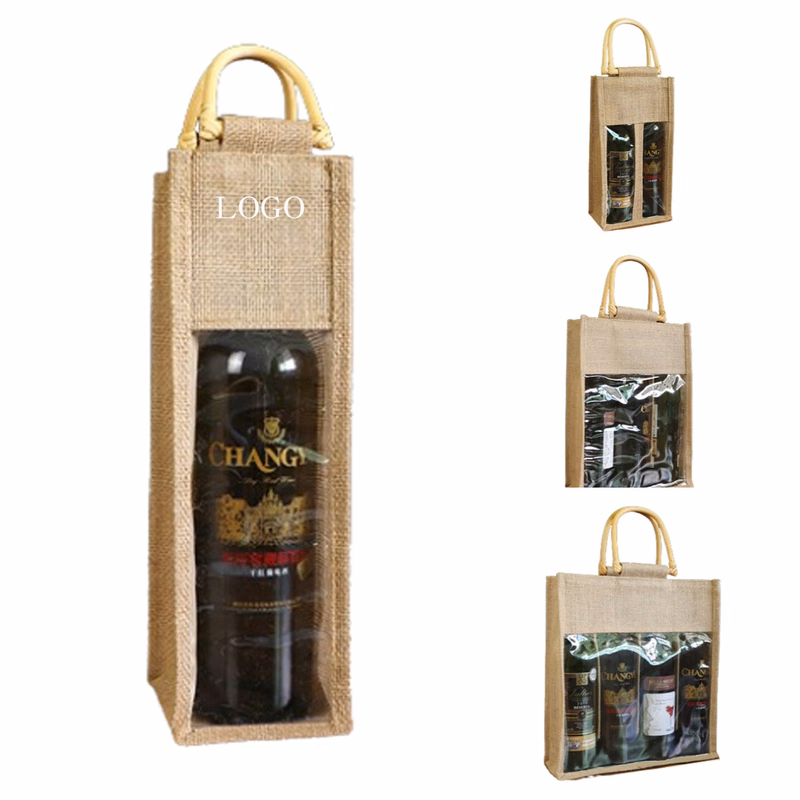 Burlap Wine Bottle Bag