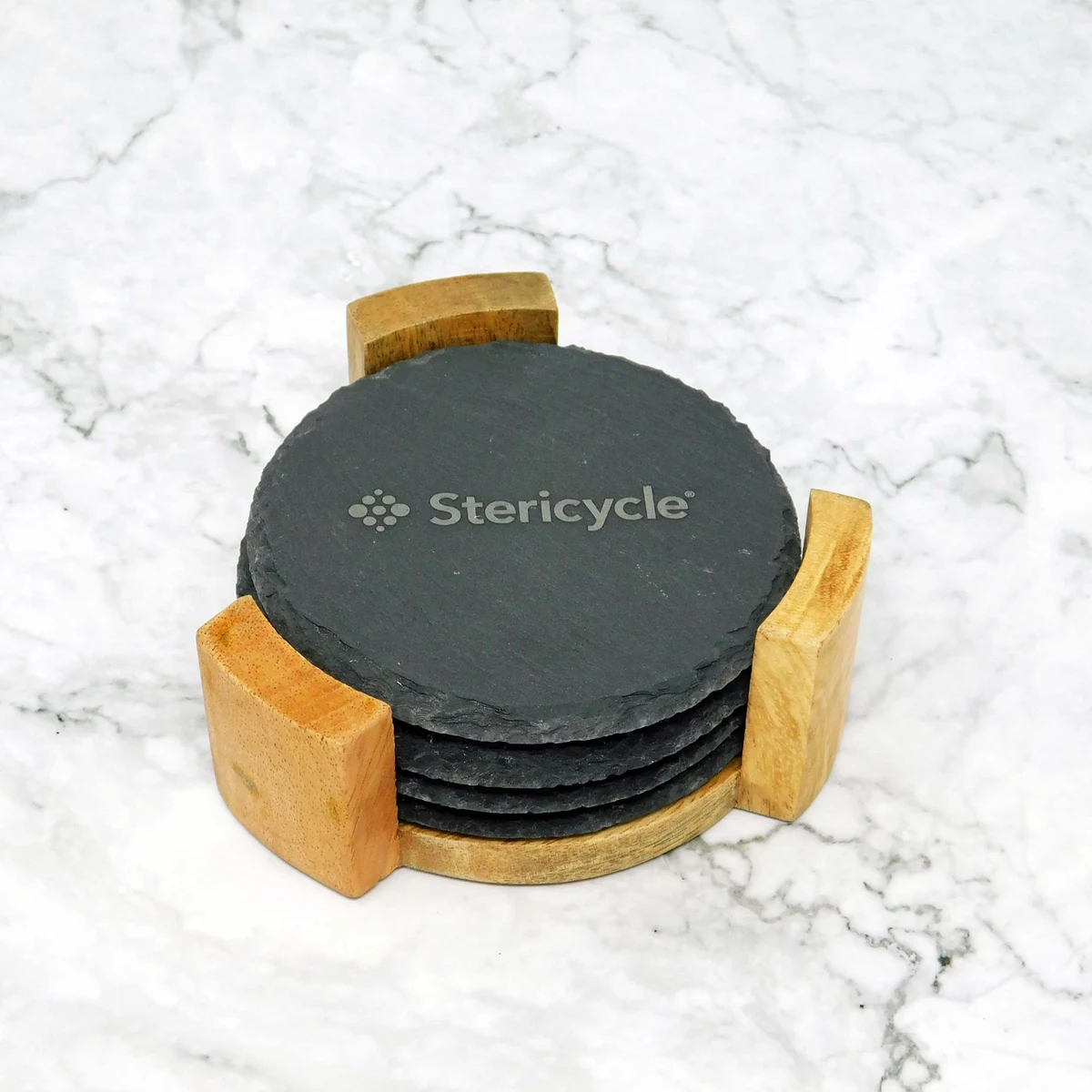 4 Pc. Slate Coaster Set with Wood Stand 1