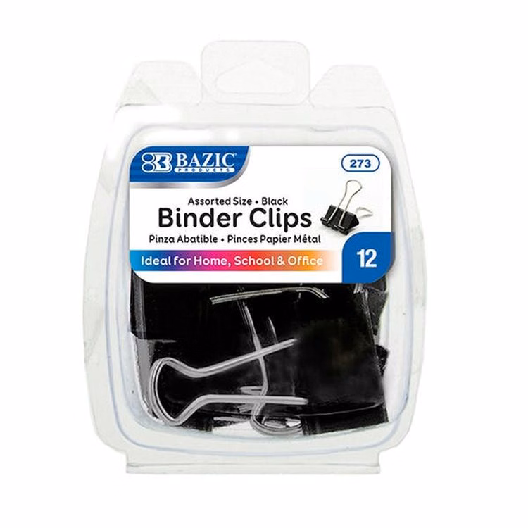 Binder Clips - 12 Count Black Small & Medium