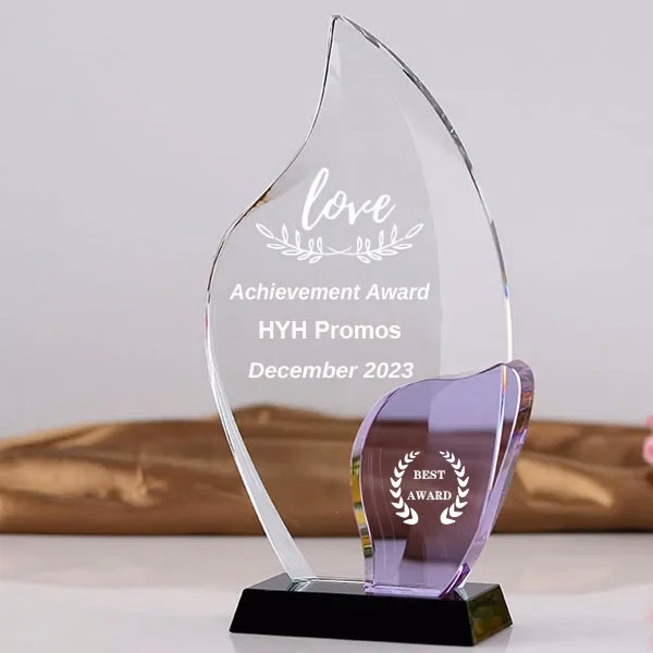Flame Shaped Crystal Award Trophy
