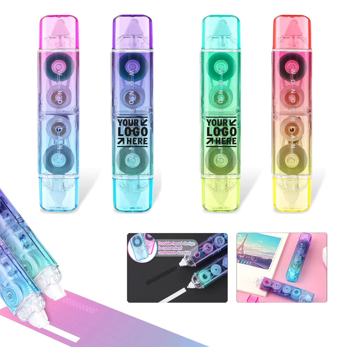 Cute Quick Dry Pen Shaped White Out Correction Double Sided Tape Roller 1