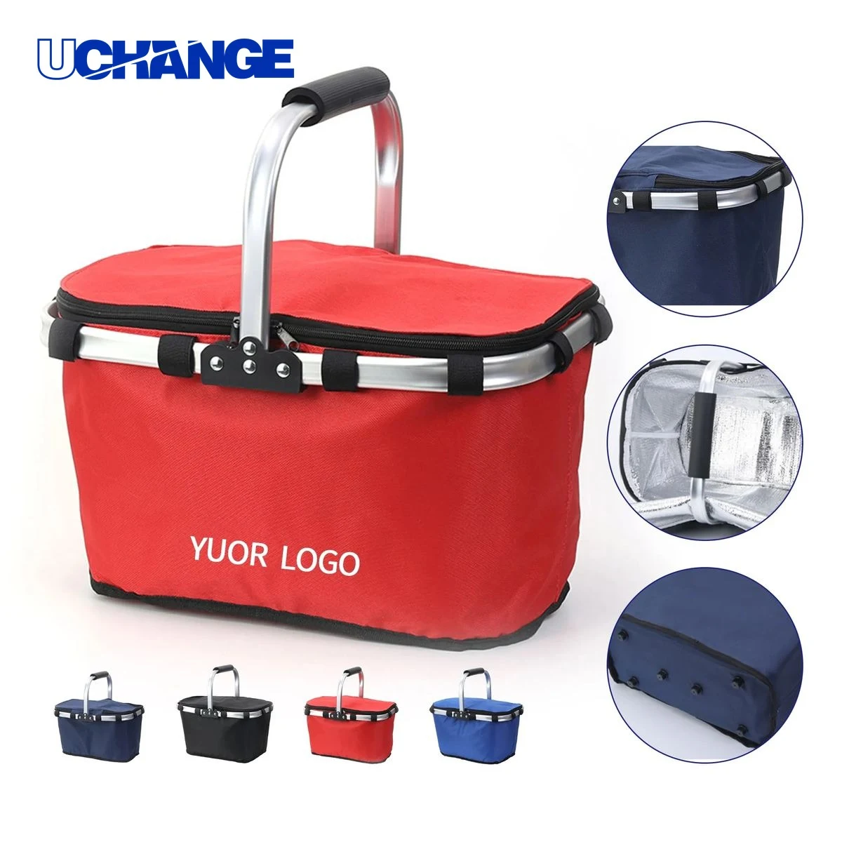 Foldable Picnic Basket Carrier Insulated Interior 1