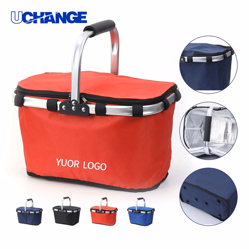 Foldable Picnic Basket Carrier Insulated Interior