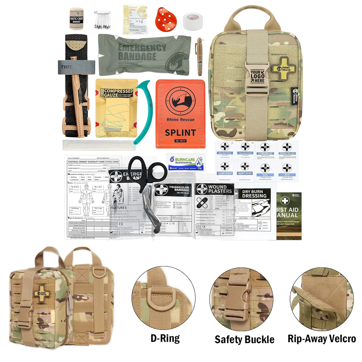 Car Home Travel Hiking Reusable Trauma First Aid Kit Molle Medical Pouch 1